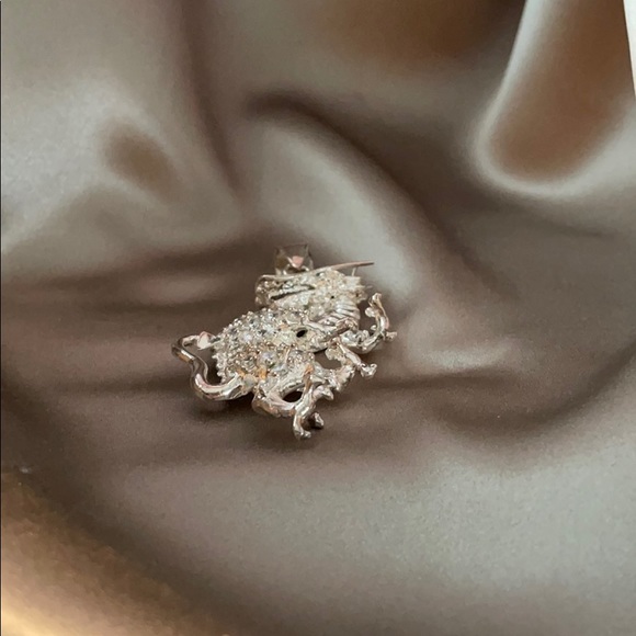 Bling! Sterling Silver/CZ Huge Dragon Pendant - Picture 2 of 5